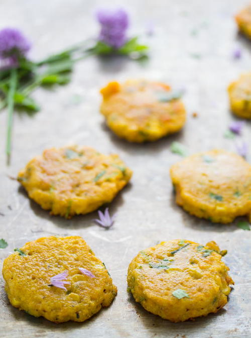 Sweet Potato Corn and Chive Fritters