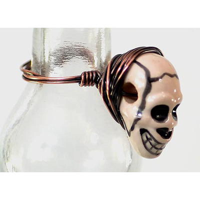 Skull Bead Wire Wrapped Ring