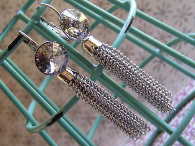Crystal Stone Tassel Earrings
