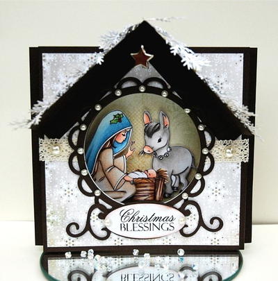 Sweet Nativity Aperture Christmas Card