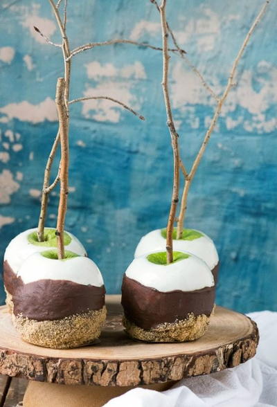 Double-Dipped Smores Apples on a Stick