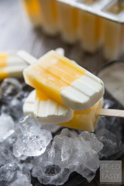 Healthy Tropical Candy Corn Popsicles Healthy Tropical Candy Corn Popsicles