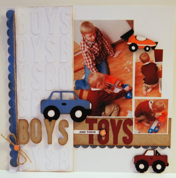 Boys and Their Toys Scrapbook Layout Boys and Their Toys Scrapbook Layout
