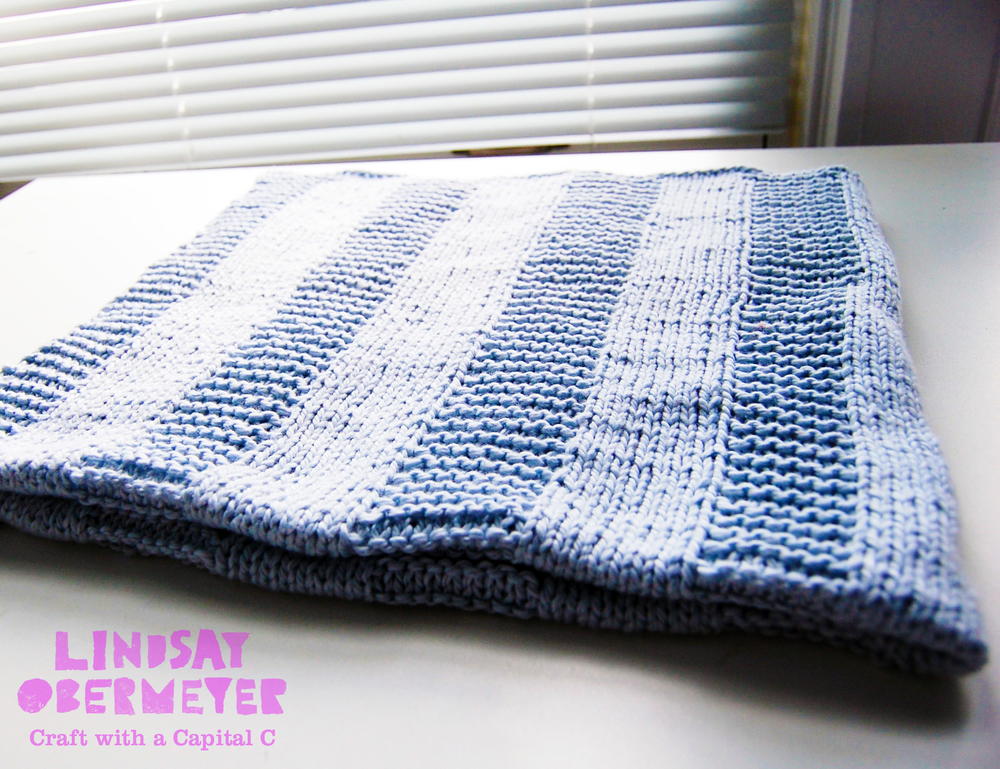 Beginner Blue Baby Blanket | AllFreeKnitting.com