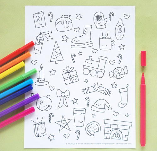Kawaii Christmas Coloring Pages Kawaii Christmas Coloring Pages
