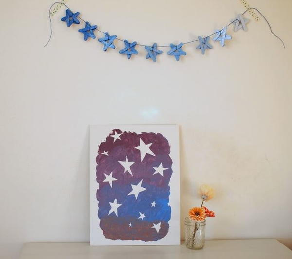 Sparkly Star Popsicle Stick DIY Garland Sparkly Star Popsicle Stick DIY Garland