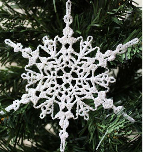 Sparkly Crochet Snowflake Ornament