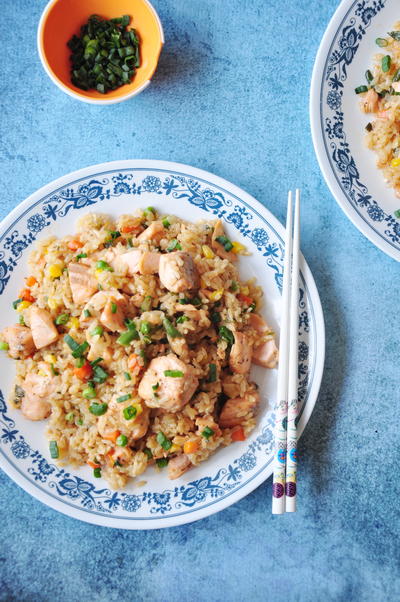 Salmon Fried Rice with Green Onions Salmon Fried Rice with Green Onions