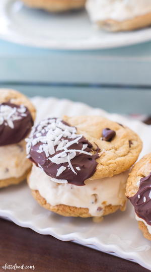 Mocha Coconut Caramel Ice Cream Sandwiches