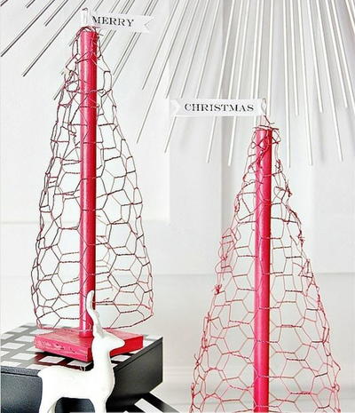 Chicken Wire Christmas Trees