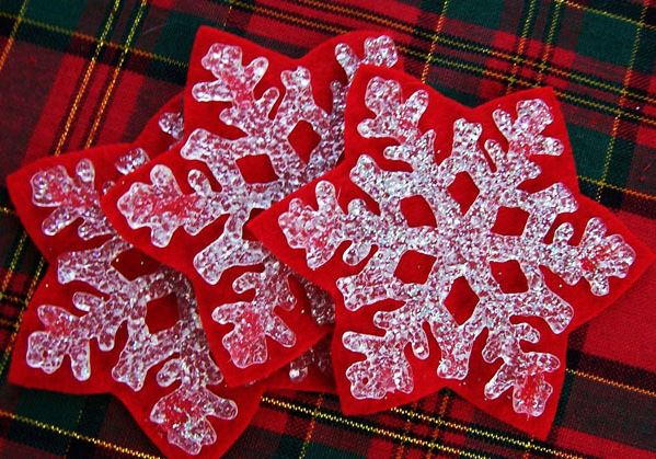 Glittery Snowflake Felt Coasters Glittery Snowflake Felt Coasters