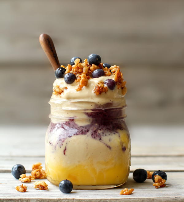 Mango Blueberry Nicecream Jar With Rice Crispy Clusters Mango Blueberry Nicecream Jar With Rice Crispy Clusters