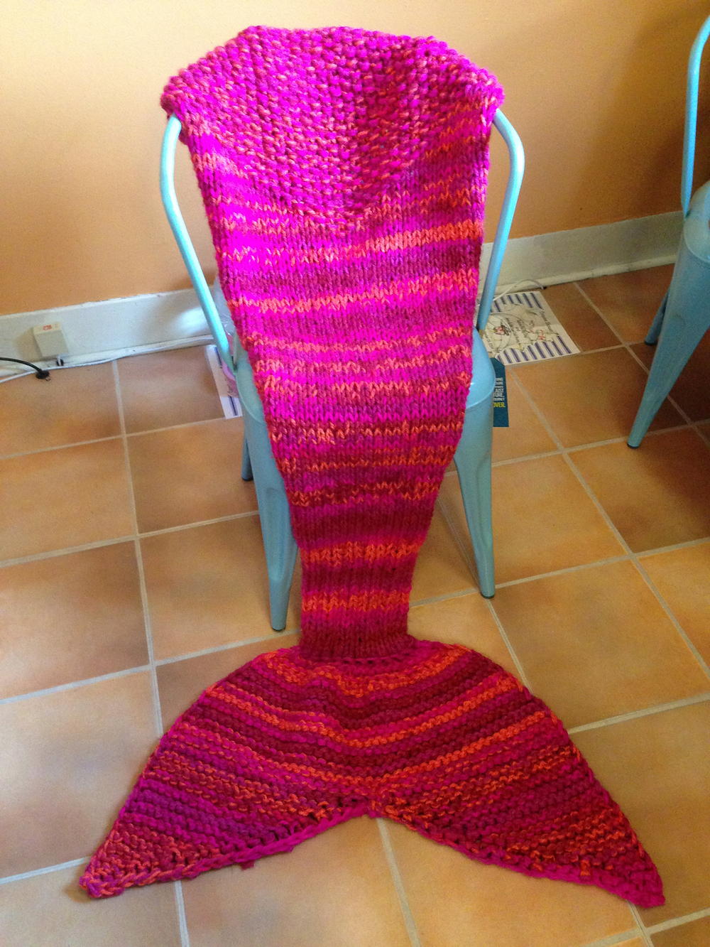 Mermaid Knitted Sack Blanket | AllFreeKnitting.com