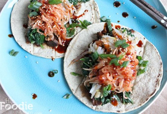 Bibimbap Tacos with Asian Slow Cooker Pulled Pork