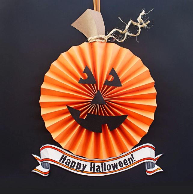 Halloween Paper Pumpkin Diy Wreath Allfreepapercrafts Com