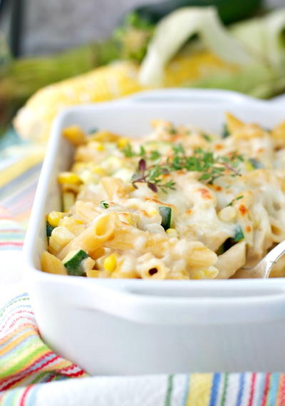 Chicken Penne Casserole with Corn and Zucchini
