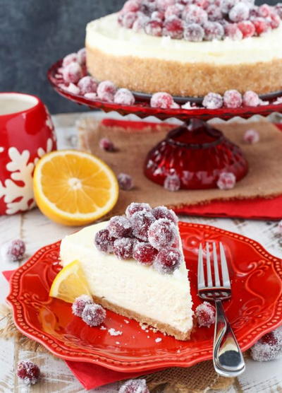 No-Bake Sparkling Cranberry Orange Cheesecake