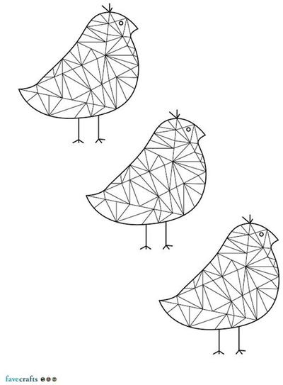 Geometric Sparrows Coloring Page