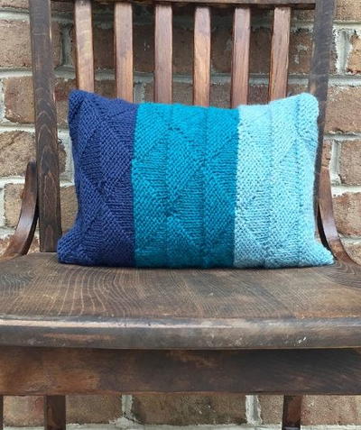 Ombre Seaglass Knit Cushion Cover Allfreeknitting Com