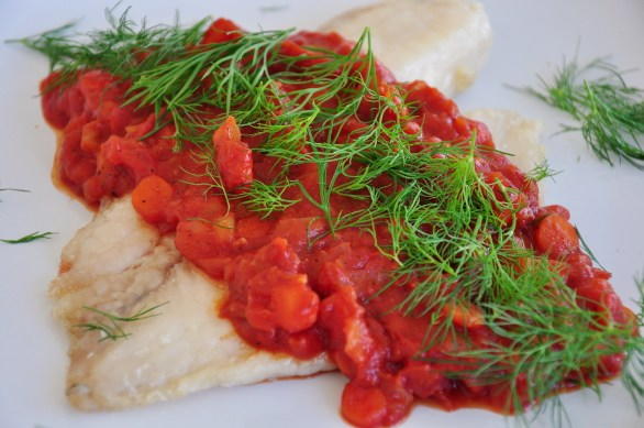 Tilapia Fillet with Tomato Sauce And Dill Weed Tilapia Fillet with Tomato Sauce And Dill Weed
