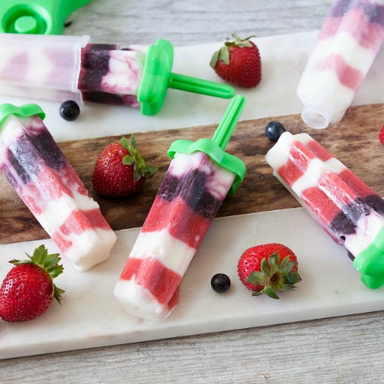 Red White Blue Yogurt Popsicles