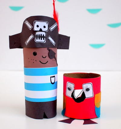 Pirate and Parrot Toilet Paper Roll Crafts