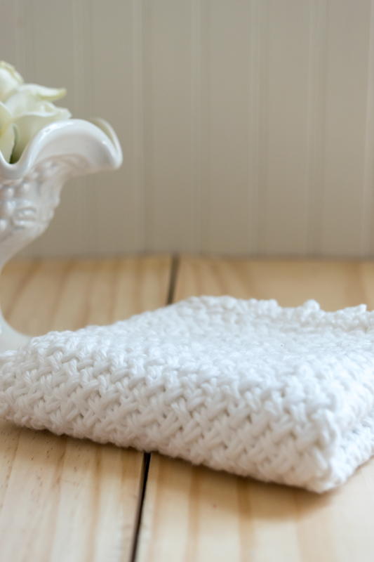 Diagonal Basket Weave Washcloth with Picot Edge Diagonal Basket Weave Washcloth with Picot Edge