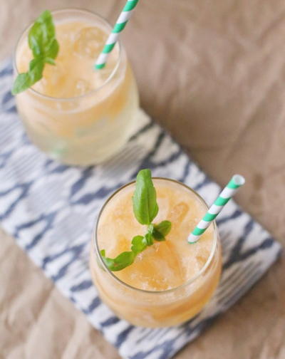 Melon Basil White Wine Spritzer Melon Basil White Wine Spritzer