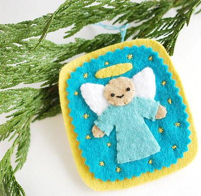 Embroidered Angel Felt Ornament