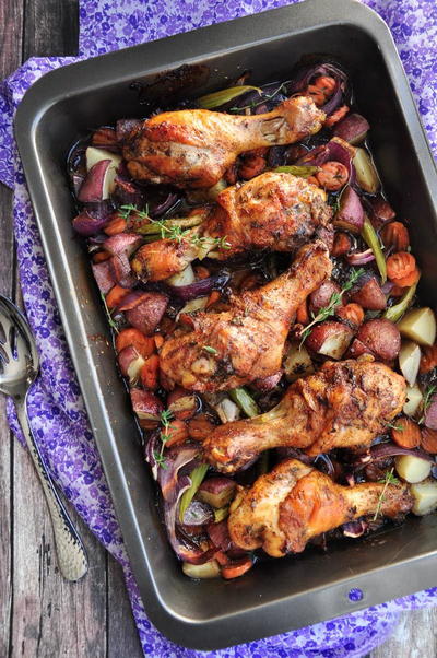 One-Pan Caribbean Jerk Chicken With Vegetables One-Pan Caribbean Jerk Chicken With Vegetables