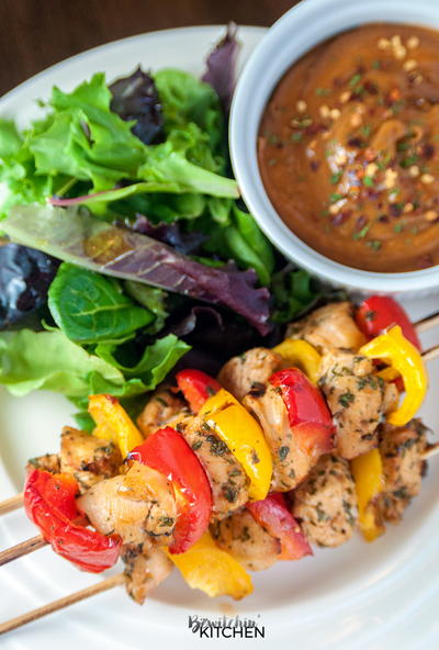 Kickin Chicken Kebabs w Spicy Peanut Sauce Kickin' Chicken Kebabs w/ Spicy Peanut Sauce