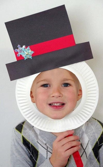 Snowman Paper Plate Mask Craft Snowman Paper Plate Mask Craft