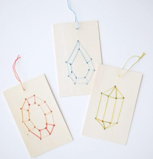 Embroidered Gemstone Wood DIY Christmas Ornaments Embroidered Gemstone Wood DIY Christmas Ornaments