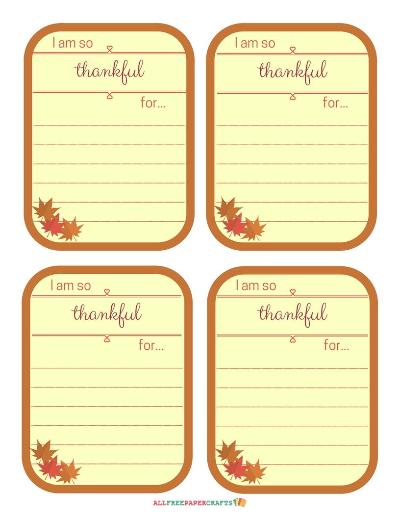 Thankful Notes Thanksgiving Printables