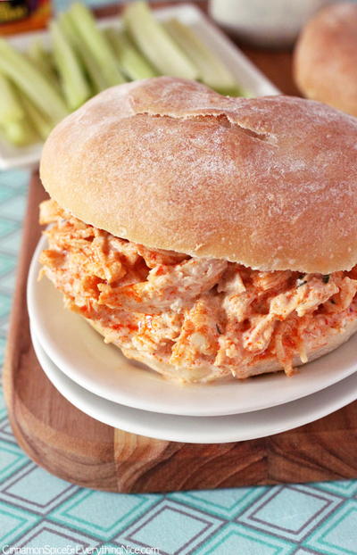 Slow Cooker Buffalo Chicken Sandwiches with Cheddar and Ranch Dressing Slow Cooker Buffalo Chicken Sandwiches with Cheddar and Ranch Dressing
