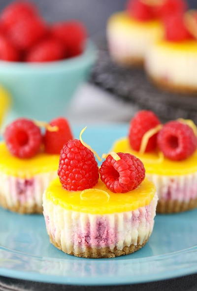 Mini Lemon Raspberry Cheesecakes