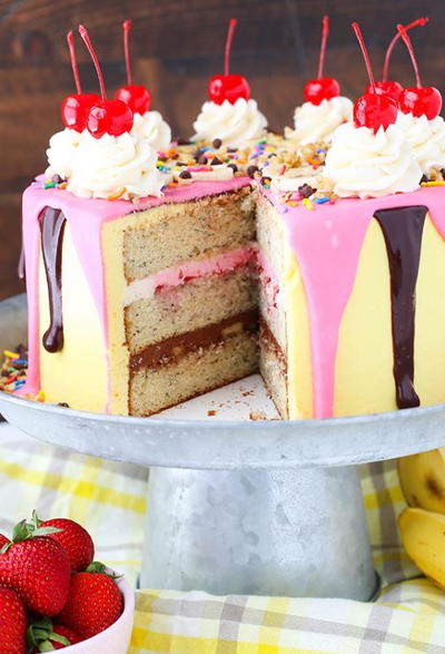 Banana Split Layer Cake Banana Split Layer Cake