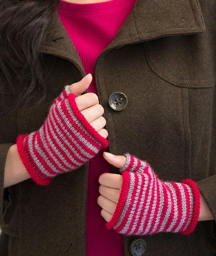Sleek Striped Fingerless Gloves
