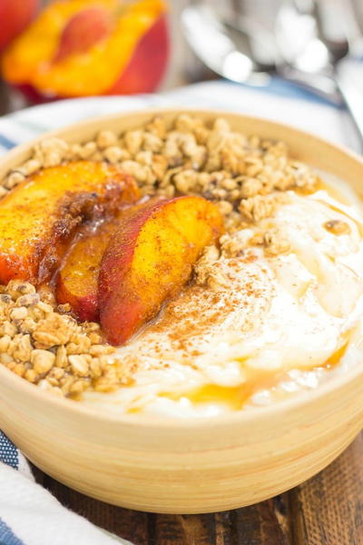 Grilled Peach Caramel Yogurt Bowl Grilled Peach Caramel Yogurt Bowl