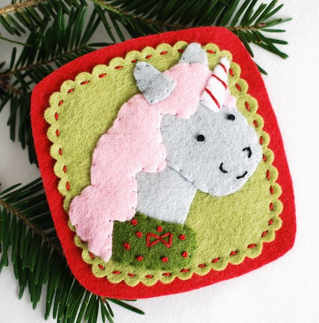 Christmas Unicorn Felt Ornament