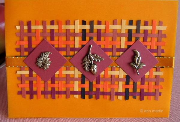 Autumnal Weaved Paper Handmade Card Autumnal Weaved Paper Handmade Card