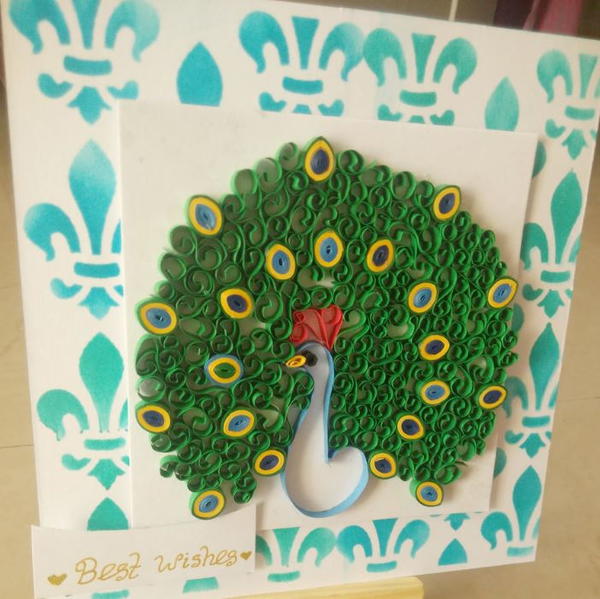Pretty Quilled Peacock Homemade Card Pretty Quilled Peacock Homemade Card