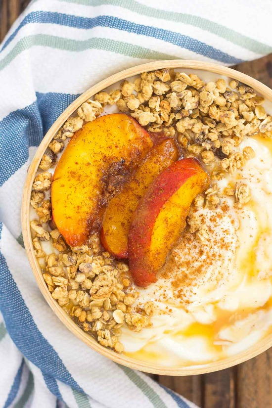 Grilled Peach Caramel Yogurt Bowl