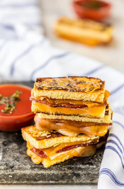 Candied Whiskey Bacon Grilled Cheese Dippers
