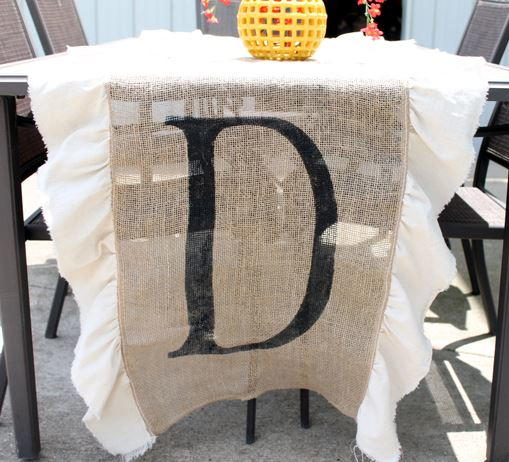 Monogrammed Burlap DIY Table Runner Monogrammed Burlap DIY Table Runner