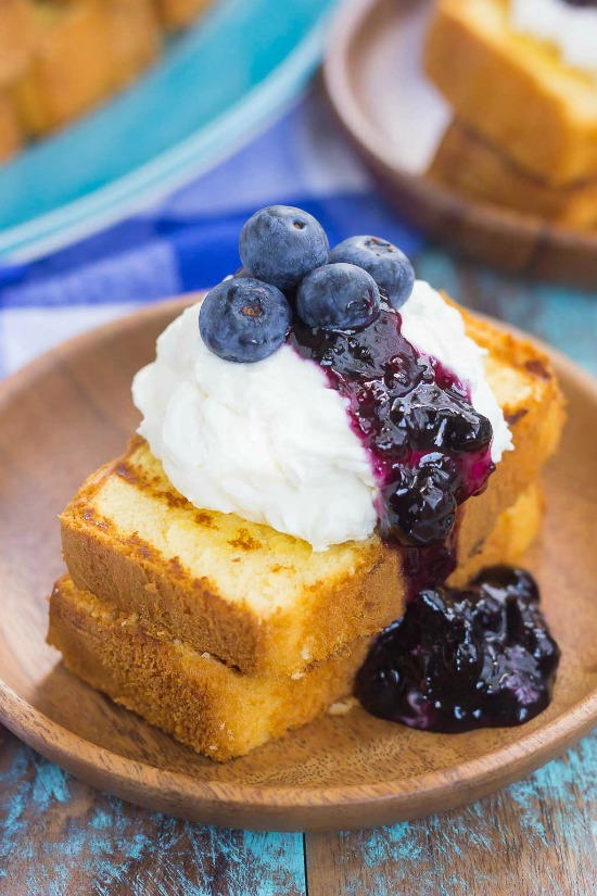 Grilled Pound Cake with Mascarpone Cream and Blueberries