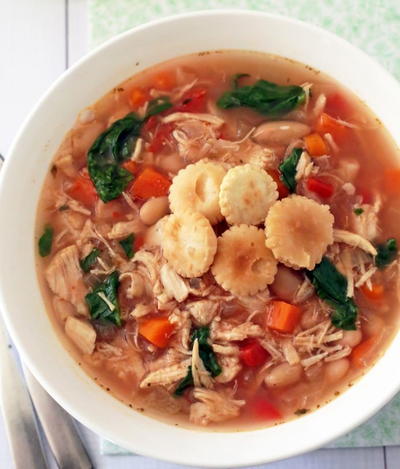 Easy Slow Cooker Tuscan Chicken Soup