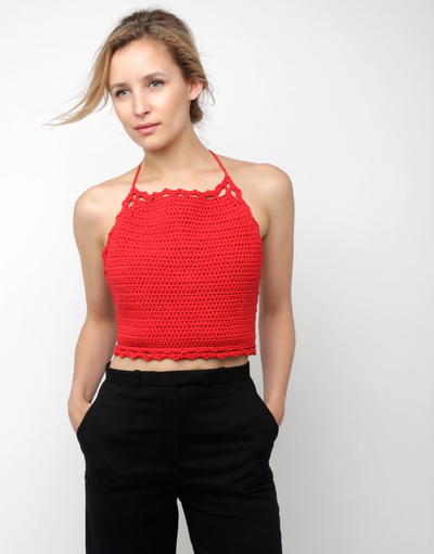 Lipstick Red Crop Crochet Top