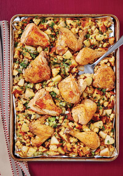Weeknight Chicken and Stuffing Sheet Pan Dinner Weeknight Chicken and Stuffing Sheet Pan Dinner