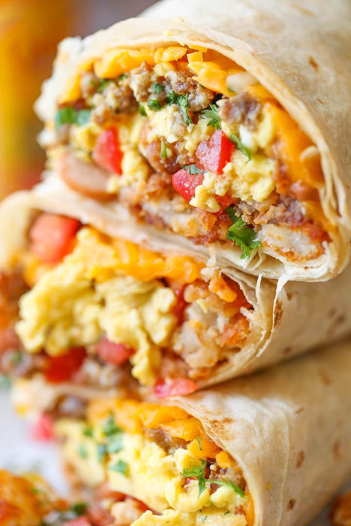 Freezable Sausage Tater Tot Breakfast Burritos